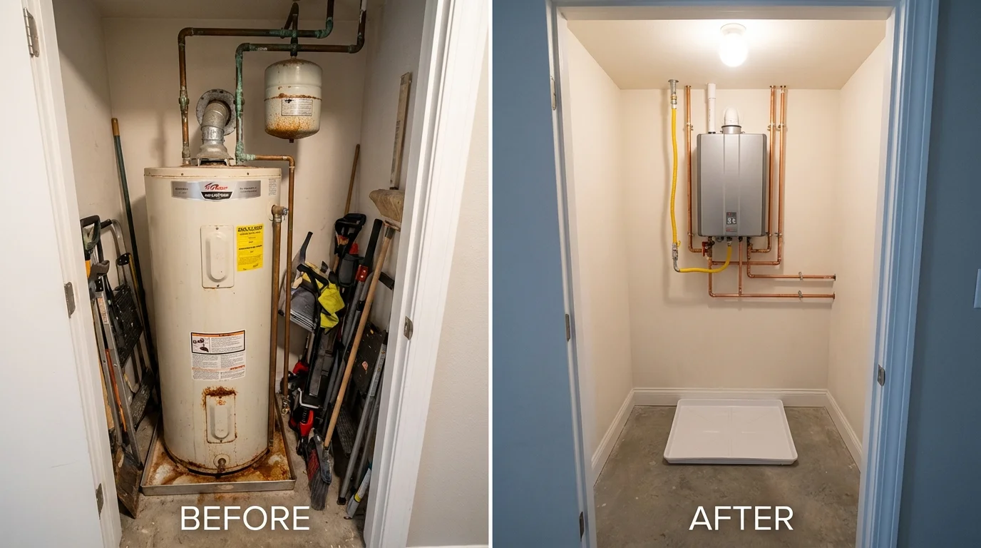 Tank water heater versus wall-mounted tankless unit comparison for Hancock, MI homeowners